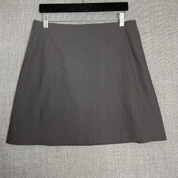 THEORY Skirt Womens 10 Grey High Waist Greystone Texture Stretch Miniskirt New - Picture 7 of 12